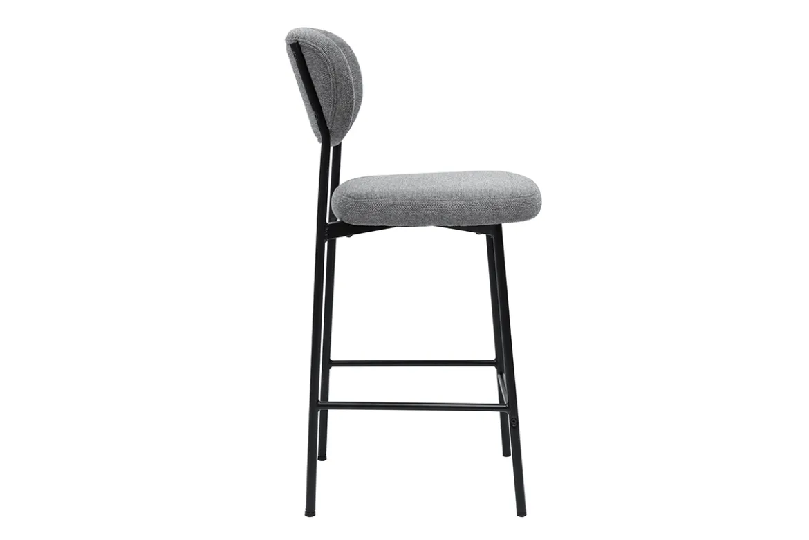 Tabourets de bar fixes en tissu effet velours texturé gris clair H65 cm (lot de 2) BREKA