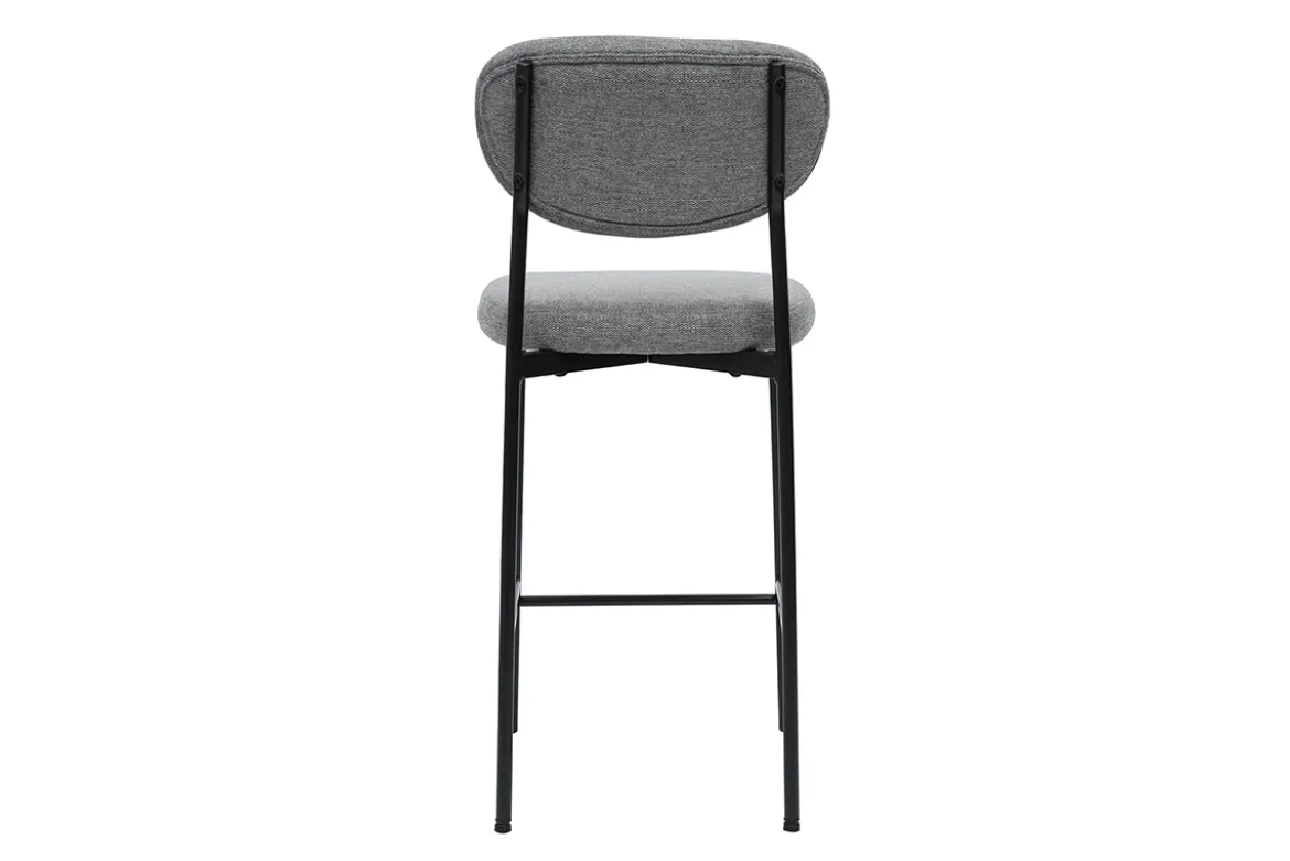 Tabourets de bar fixes en tissu effet velours texturé gris clair H65 cm (lot de 2) BREKA