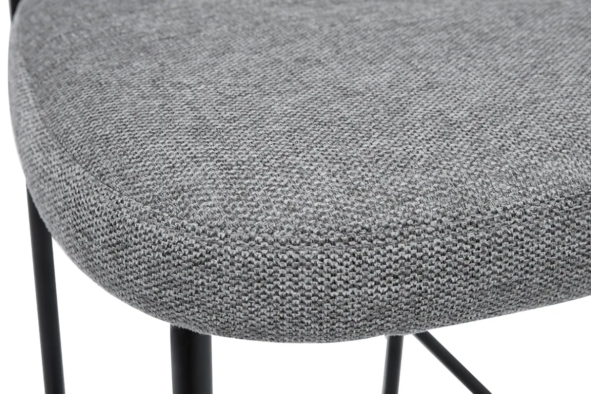 Tabourets de bar fixes en tissu effet velours texturé gris clair H65 cm (lot de 2) BREKA