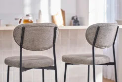 Tabourets de bar fixes en tissu effet velours texturé gris clair H65 cm (lot de 2) BREKA