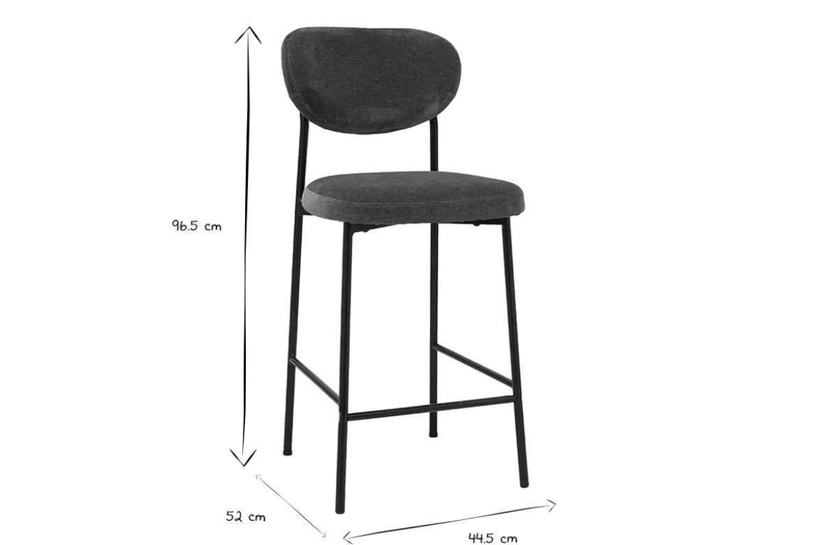 Tabourets de bar fixes en tissu effet velours vert kaki H65 cm (lot de 2) BREKA