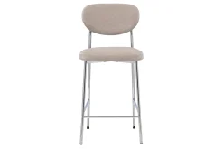 Tabourets de bar fixes en tissu effet velours taupe H65 cm (lot de 2) BREKA