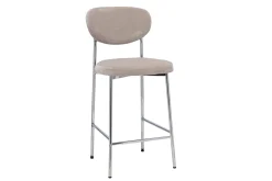 Tabourets de bar fixes en tissu effet velours taupe H65 cm (lot de 2) BREKA