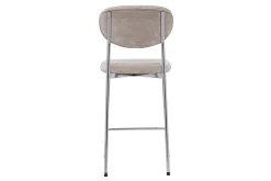 Tabourets de bar fixes en tissu effet velours taupe H65 cm (lot de 2) BREKA