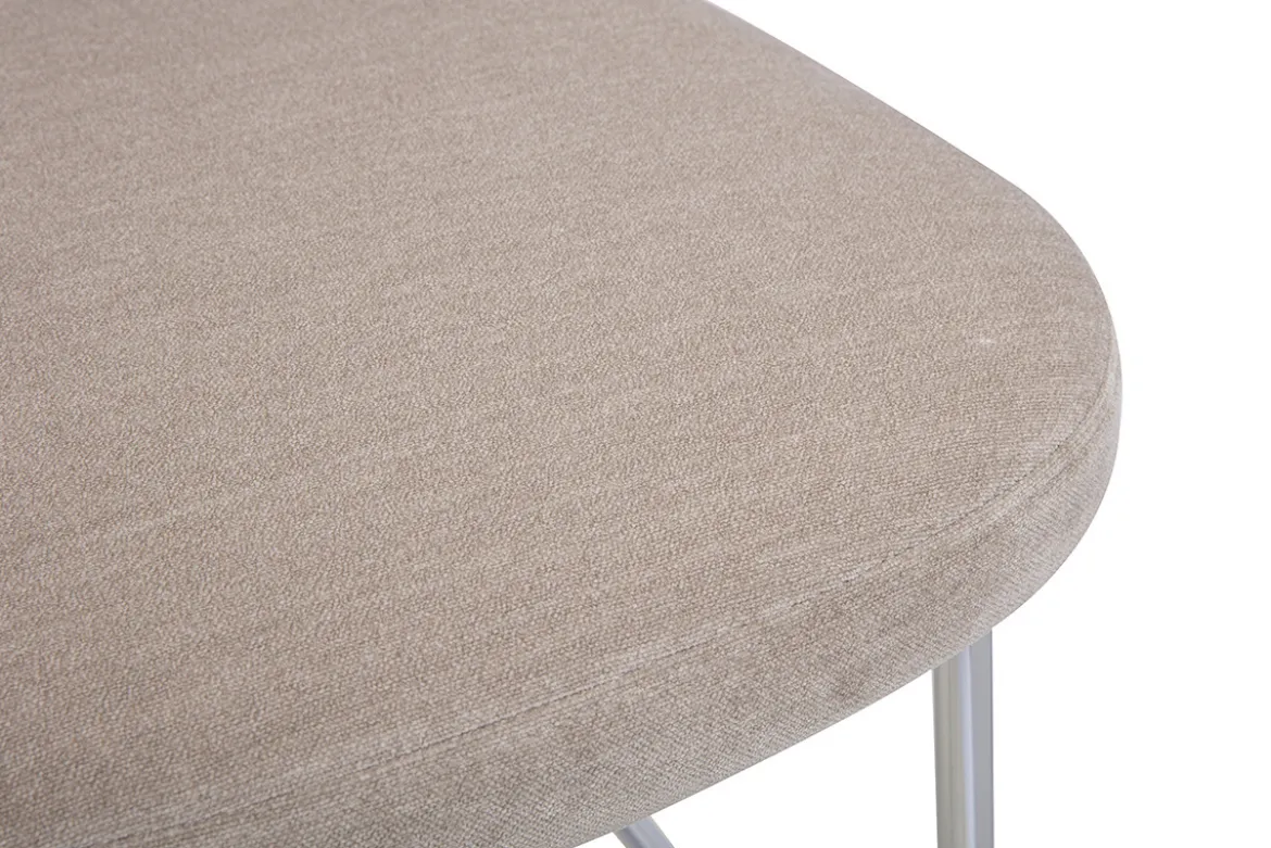 Tabourets de bar fixes en tissu effet velours taupe H65 cm (lot de 2) BREKA