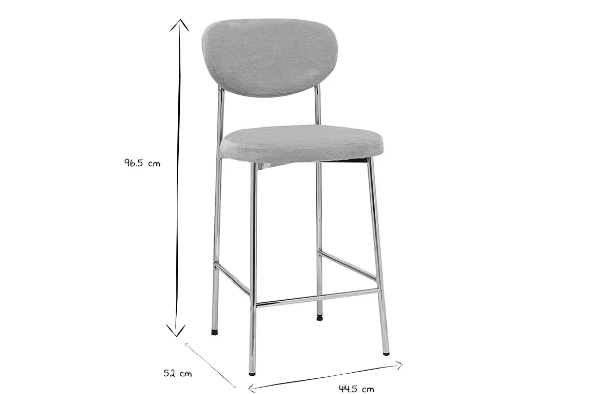 Tabourets de bar fixes en tissu effet velours taupe H65 cm (lot de 2) BREKA