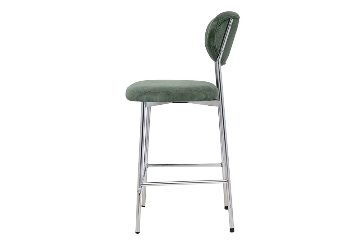Tabourets de bar fixes en tissu velours côtelé vert kaki H65 cm (lot de 2) BREKA