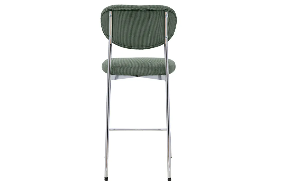 Tabourets de bar fixes en tissu velours côtelé vert kaki H65 cm (lot de 2) BREKA