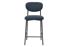 Tabourets de bar fixes en tissu effet velours texturé bleu foncé H65 cm (lot de 2) BREKA