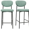Tabourets de bar fixes en tissu effet velours texturé vert céladon H65 cm (lot de 2) BREKA