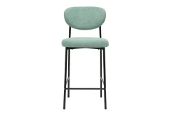 Tabourets de bar fixes en tissu effet velours texturé vert céladon H65 cm (lot de 2) BREKA