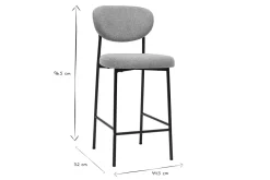 Tabourets de bar fixes en tissu effet velours texturé vert céladon H65 cm (lot de 2) BREKA