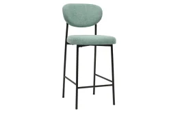 Tabourets de bar fixes en tissu effet velours texturé vert céladon H65 cm (lot de 2) BREKA