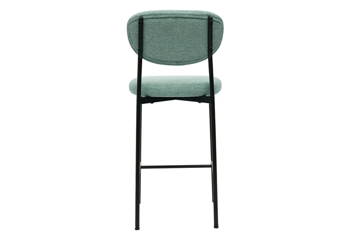 Tabourets de bar fixes en tissu effet velours texturé vert céladon H65 cm (lot de 2) BREKA
