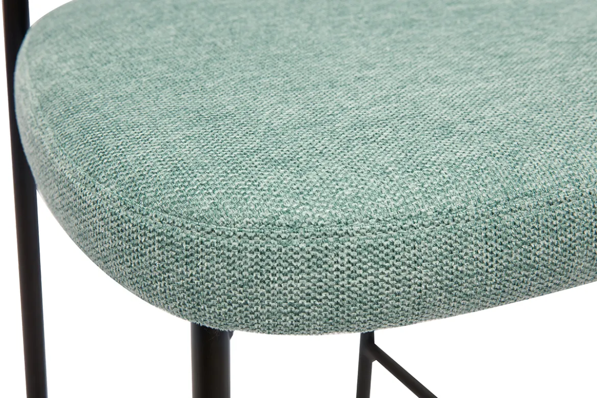 Tabourets de bar fixes en tissu effet velours texturé vert céladon H65 cm (lot de 2) BREKA