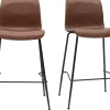 Tabourets de bar fixes marron aspect vieilli et métal noir H65 cm (lot de 2) HAROLD