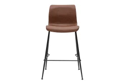 Tabourets de bar fixes marron aspect vieilli et métal noir H65 cm (lot de 2) HAROLD