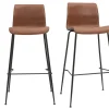 Tabourets de bar fixes marron aspect vieilli et métal noir H75 (lot de 2) HAROLD