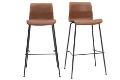Tabourets de bar fixes marron aspect vieilli et métal noir H75 (lot de 2) HAROLD
