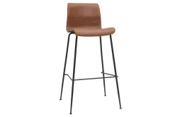 Tabourets de bar fixes marron aspect vieilli et métal noir H75 (lot de 2) HAROLD