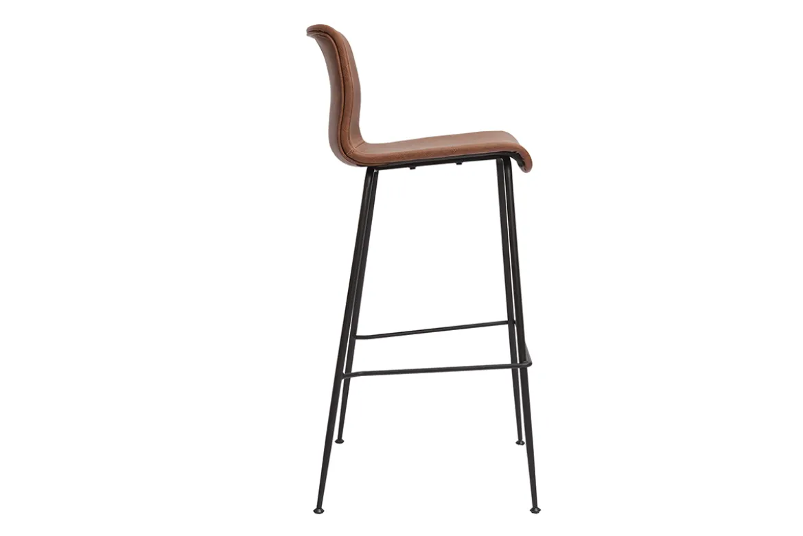 Tabourets de bar fixes marron aspect vieilli et métal noir H75 (lot de 2) HAROLD