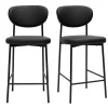 Tabourets de bar fixes noirs H65 cm (lot de 2) BREKA