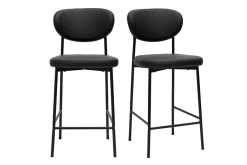 Tabourets de bar fixes noirs H65 cm (lot de 2) BREKA
