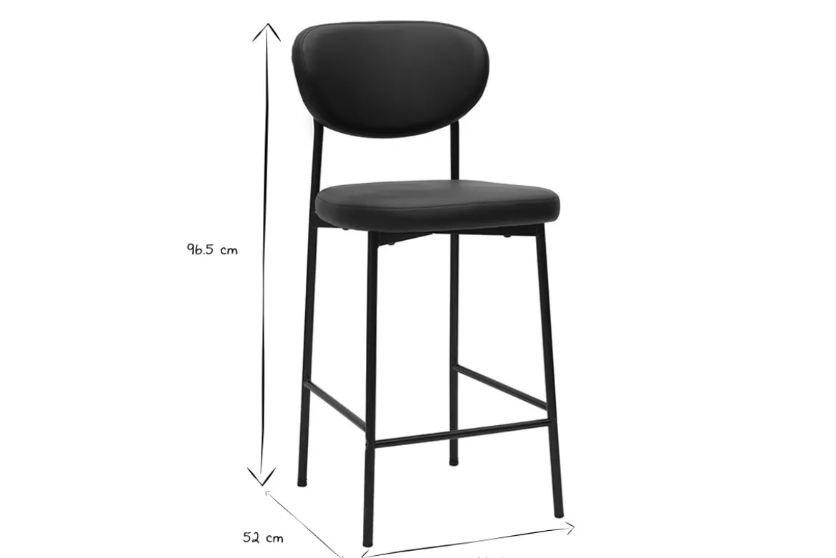 Tabourets de bar fixes noirs H65 cm (lot de 2) BREKA