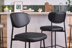 Tabourets de bar fixes noirs H65 cm (lot de 2) BREKA