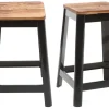 Tabourets de bar industriels en métal noir et bois H65 cm (lot de 2) NICK