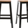 Tabourets de bar industriels en métal noir et bois H75 cm (lot de 2) NICK