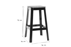 Tabourets de bar industriels en métal noir et bois H75 cm (lot de 2) NICK