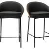 Tabourets de bar noirs, bois foncé et métal H65 cm (lot de 2) TUCSON