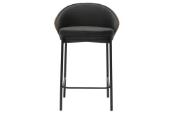 Tabourets de bar noirs, bois foncé et métal H65 cm (lot de 2) TUCSON