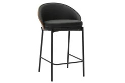 Tabourets de bar noirs, bois foncé et métal H65 cm (lot de 2) TUCSON