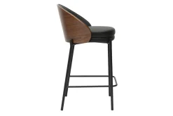 Tabourets de bar noirs, bois foncé et métal H65 cm (lot de 2) TUCSON