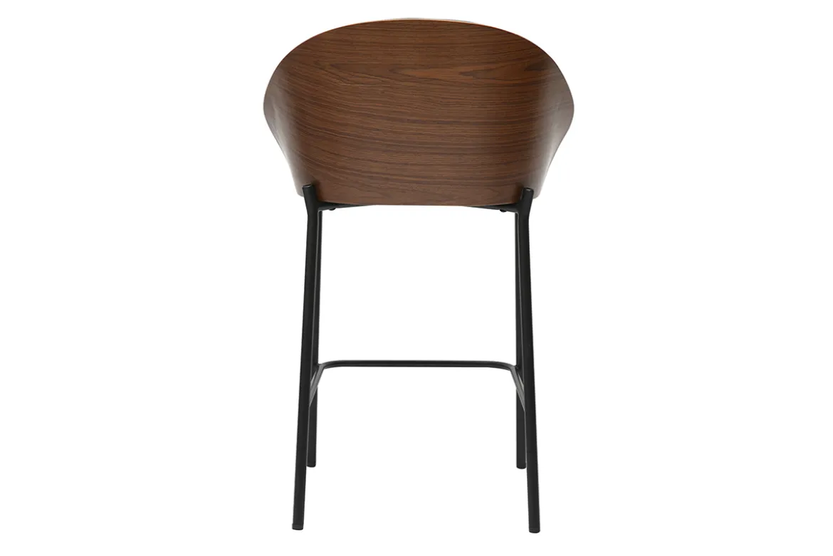 Tabourets de bar noirs, bois foncé et métal H65 cm (lot de 2) TUCSON