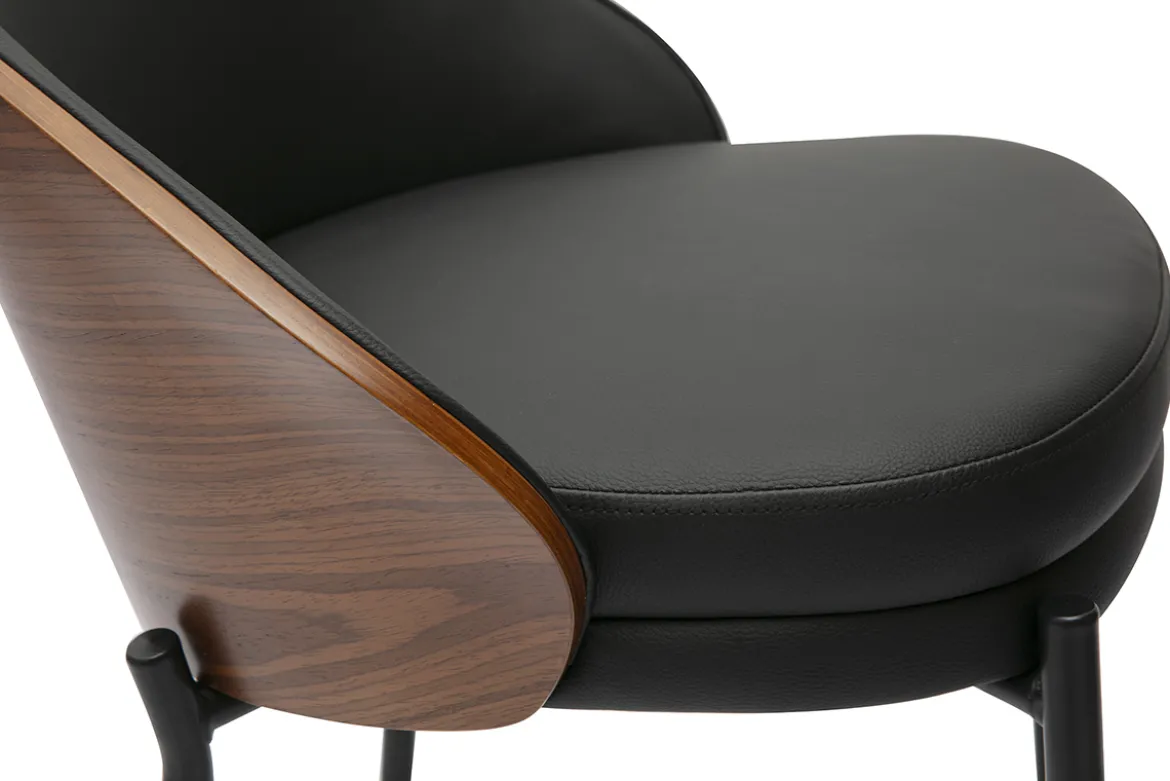 Tabourets de bar noirs, bois foncé et métal H65 cm (lot de 2) TUCSON