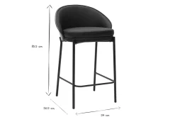 Tabourets de bar noirs, bois foncé et métal H65 cm (lot de 2) TUCSON
