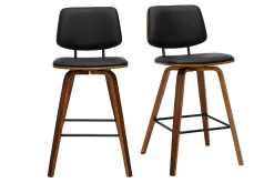 Tabourets de bar noirs et bois foncé H66 cm (lot de 2) SEGUR