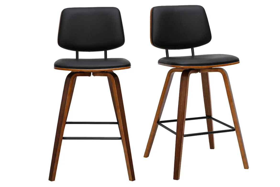 Tabourets de bar noirs et bois foncé H66 cm (lot de 2) SEGUR
