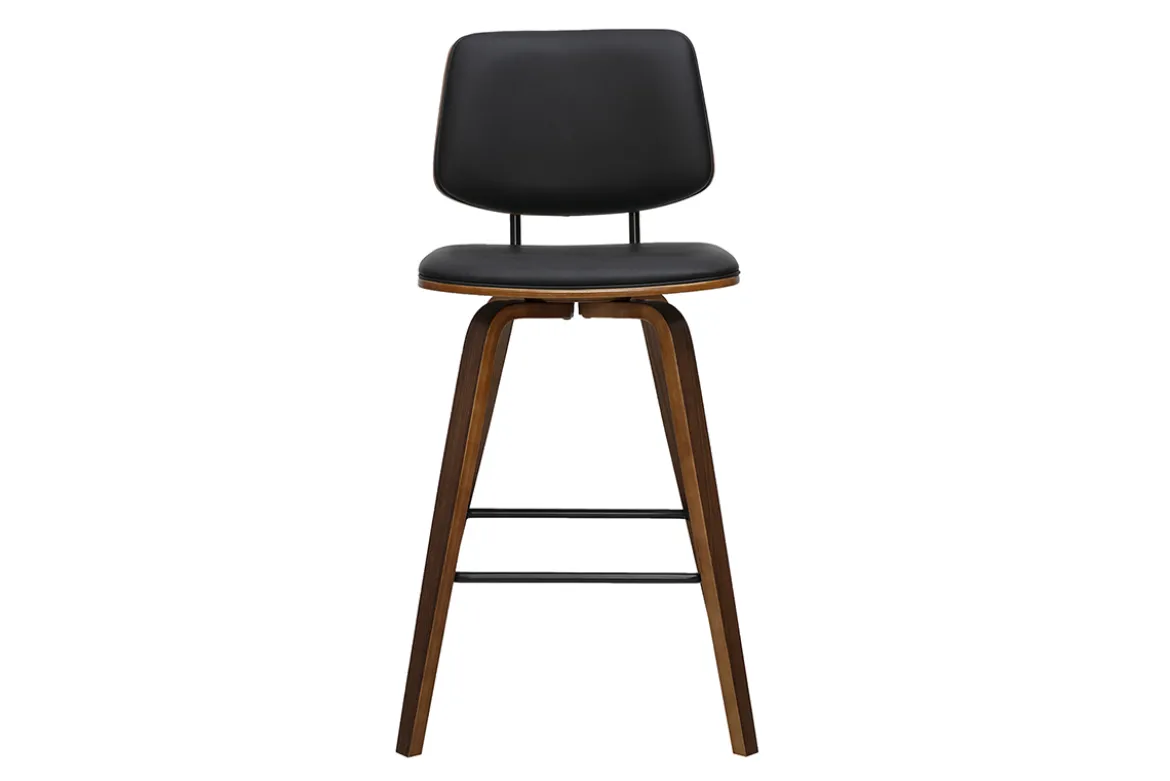 Tabourets de bar noirs et bois foncé H66 cm (lot de 2) SEGUR