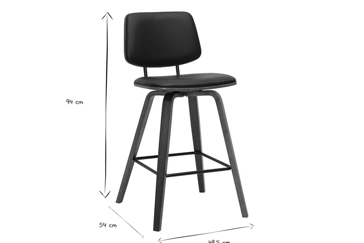 Tabourets de bar noirs et bois foncé H66 cm (lot de 2) SEGUR