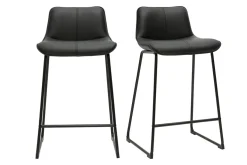 Tabourets de bar noirs et métal H65 cm (lot de 2) BOOST