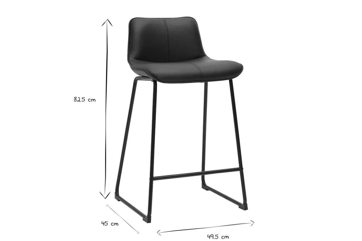 Tabourets de bar noirs et métal H65 cm (lot de 2) BOOST