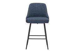 Tabourets de bar pivotants 360° en tissu chenille bleu foncé et métal H66 cm (lot de 2) HASTA