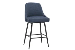 Tabourets de bar pivotants 360° en tissu chenille bleu foncé et métal H66 cm (lot de 2) HASTA