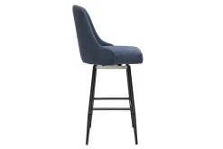 Tabourets de bar pivotants 360° en tissu chenille bleu foncé et métal H66 cm (lot de 2) HASTA