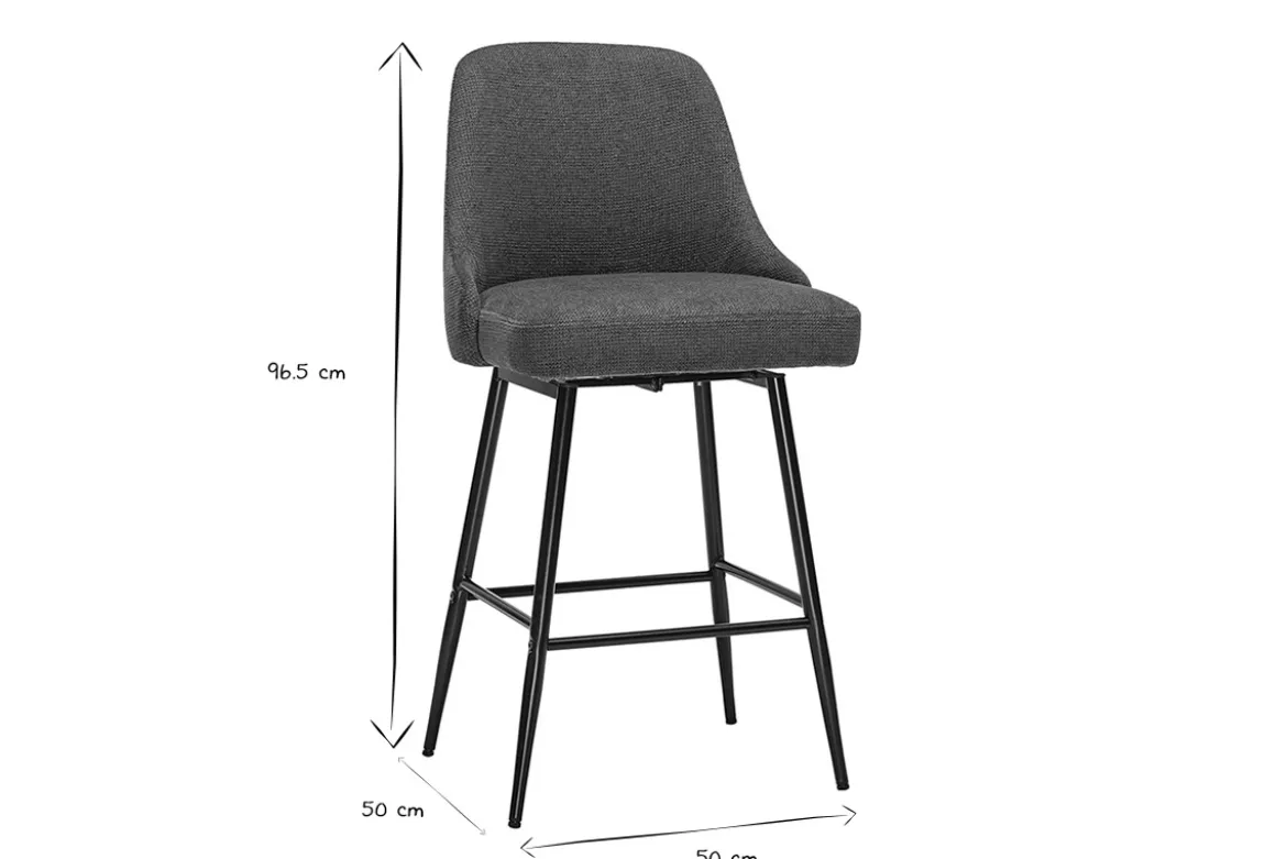 Tabourets de bar pivotants 360° en tissu chenille bleu foncé et métal H66 cm (lot de 2) HASTA