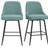 Tabourets de bar pivotants 360° en tissu chenille vert céladon et métal H66 cm (lot de 2) HASTA